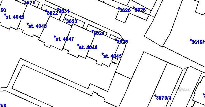 Parcela st. 4045 v KÚ Havlíčkův Brod, Katastrální mapa