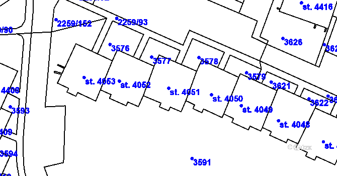 Parcela st. 4051 v KÚ Havlíčkův Brod, Katastrální mapa