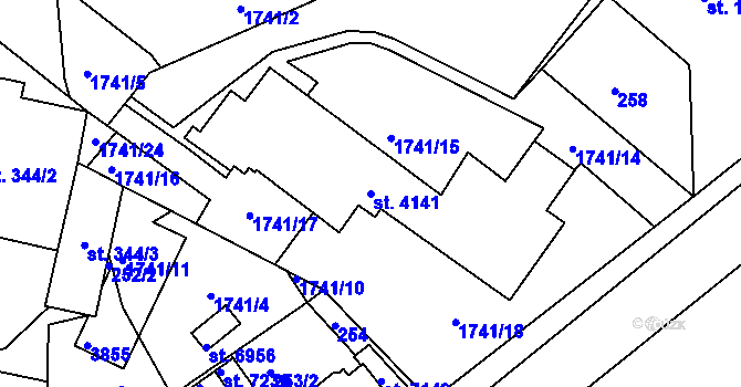 Parcela st. 4141 v KÚ Havlíčkův Brod, Katastrální mapa