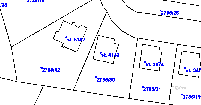 Parcela st. 4143 v KÚ Havlíčkův Brod, Katastrální mapa