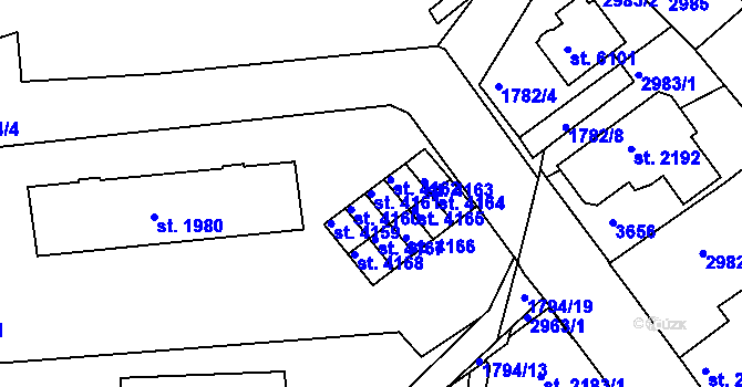 Parcela st. 4161 v KÚ Havlíčkův Brod, Katastrální mapa