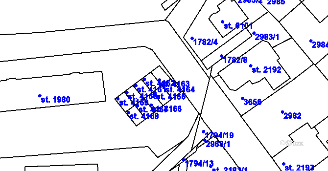 Parcela st. 4164 v KÚ Havlíčkův Brod, Katastrální mapa