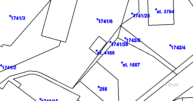 Parcela st. 4188 v KÚ Havlíčkův Brod, Katastrální mapa