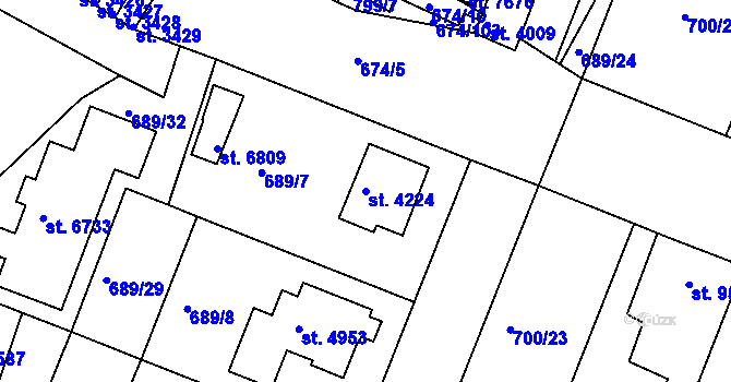 Parcela st. 4224 v KÚ Havlíčkův Brod, Katastrální mapa