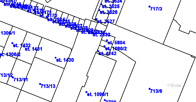 Parcela st. 4242 v KÚ Havlíčkův Brod, Katastrální mapa