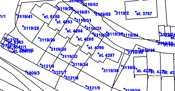 Parcela st. 4296 v KÚ Havlíčkův Brod, Katastrální mapa