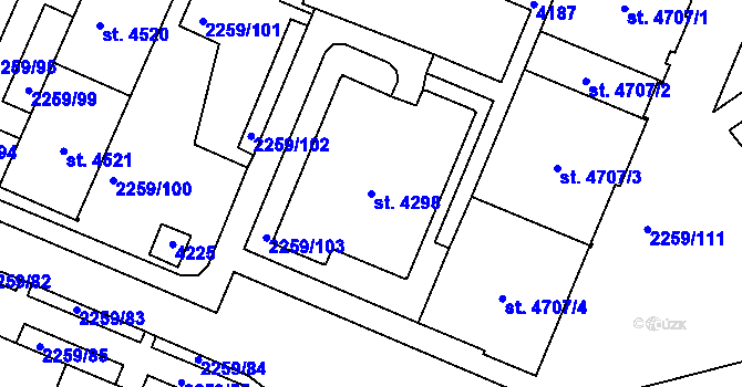Parcela st. 4298 v KÚ Havlíčkův Brod, Katastrální mapa