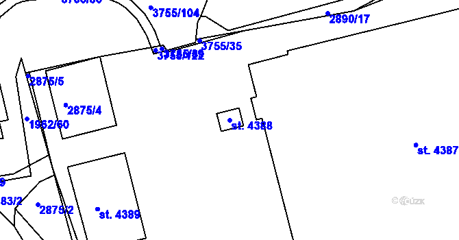 Parcela st. 4388 v KÚ Havlíčkův Brod, Katastrální mapa