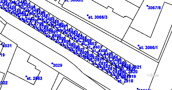 Parcela st. 4407 v KÚ Havlíčkův Brod, Katastrální mapa