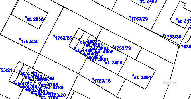 Parcela st. 4505 v KÚ Havlíčkův Brod, Katastrální mapa