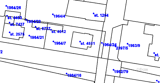 Parcela st. 4511 v KÚ Havlíčkův Brod, Katastrální mapa