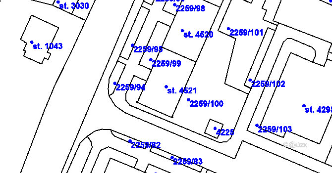 Parcela st. 4521 v KÚ Havlíčkův Brod, Katastrální mapa