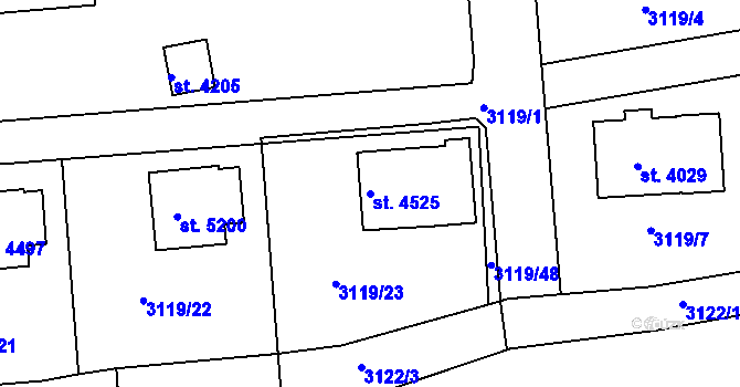 Parcela st. 4525 v KÚ Havlíčkův Brod, Katastrální mapa