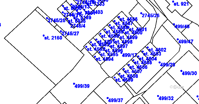 Parcela st. 4595 v KÚ Havlíčkův Brod, Katastrální mapa
