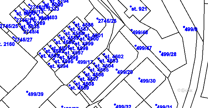 Parcela st. 4602 v KÚ Havlíčkův Brod, Katastrální mapa