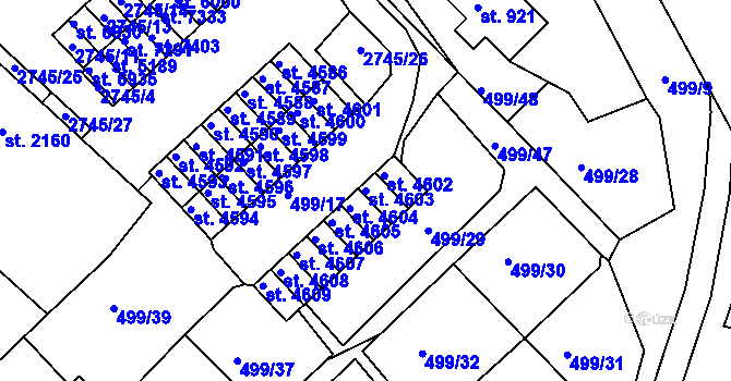 Parcela st. 4603 v KÚ Havlíčkův Brod, Katastrální mapa