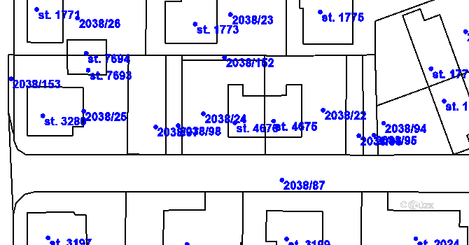 Parcela st. 4676 v KÚ Havlíčkův Brod, Katastrální mapa