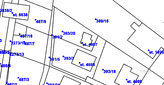 Parcela st. 4697 v KÚ Havlíčkův Brod, Katastrální mapa