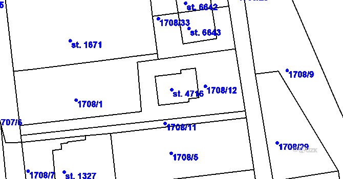 Parcela st. 4716 v KÚ Havlíčkův Brod, Katastrální mapa