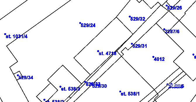Parcela st. 4718 v KÚ Havlíčkův Brod, Katastrální mapa