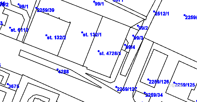 Parcela st. 4728/1 v KÚ Havlíčkův Brod, Katastrální mapa