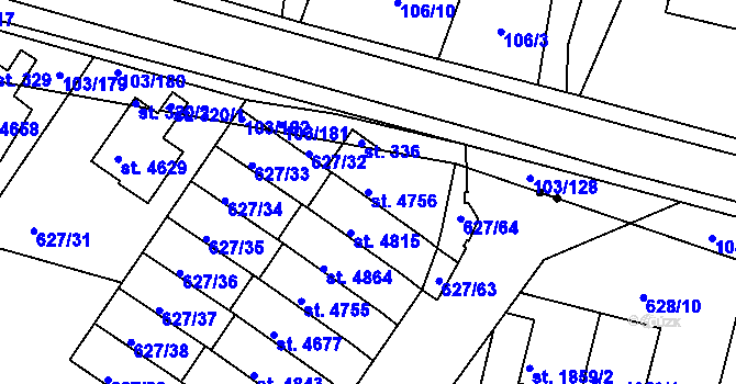 Parcela st. 4756 v KÚ Havlíčkův Brod, Katastrální mapa