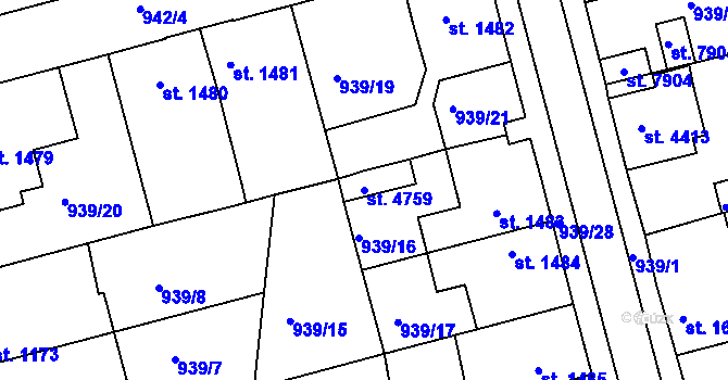 Parcela st. 4759 v KÚ Havlíčkův Brod, Katastrální mapa