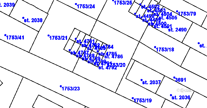 Parcela st. 4786 v KÚ Havlíčkův Brod, Katastrální mapa