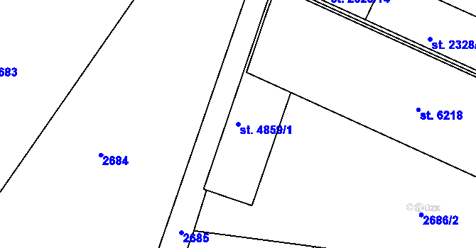 Parcela st. 4859/1 v KÚ Havlíčkův Brod, Katastrální mapa