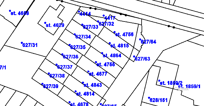 Parcela st. 4864 v KÚ Havlíčkův Brod, Katastrální mapa