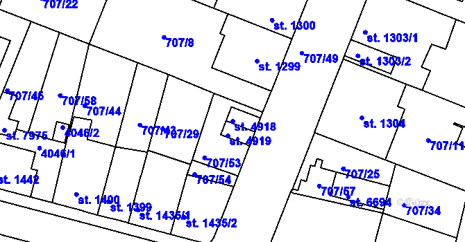 Parcela st. 4918 v KÚ Havlíčkův Brod, Katastrální mapa