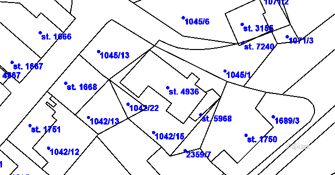 Parcela st. 4936 v KÚ Havlíčkův Brod, Katastrální mapa