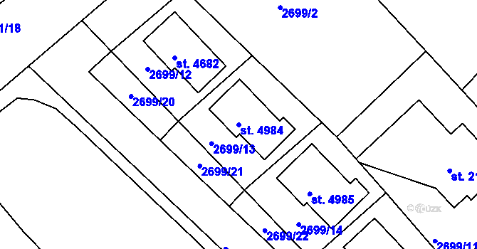 Parcela st. 4984 v KÚ Havlíčkův Brod, Katastrální mapa