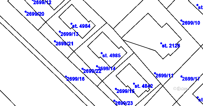 Parcela st. 4985 v KÚ Havlíčkův Brod, Katastrální mapa