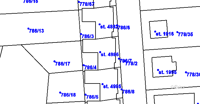 Parcela st. 4986 v KÚ Havlíčkův Brod, Katastrální mapa