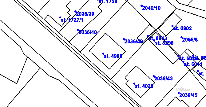 Parcela st. 4988 v KÚ Havlíčkův Brod, Katastrální mapa