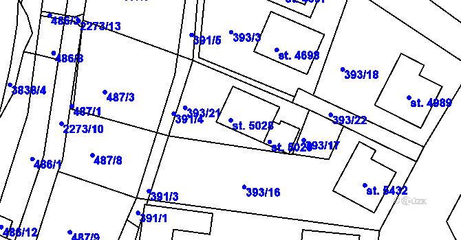 Parcela st. 5028 v KÚ Havlíčkův Brod, Katastrální mapa