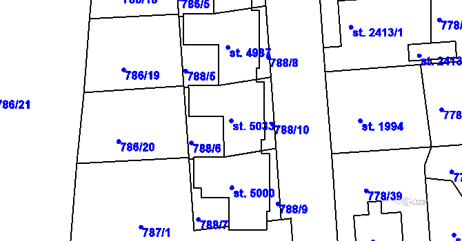 Parcela st. 5033 v KÚ Havlíčkův Brod, Katastrální mapa