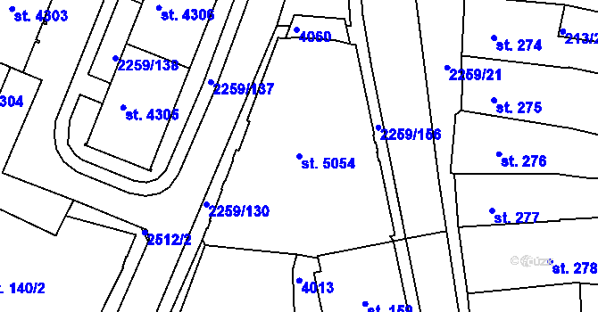 Parcela st. 5054 v KÚ Havlíčkův Brod, Katastrální mapa