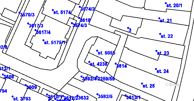 Parcela st. 5055 v KÚ Havlíčkův Brod, Katastrální mapa