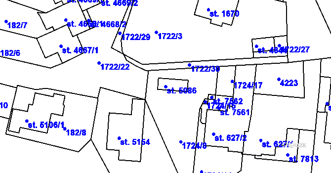 Parcela st. 5086 v KÚ Havlíčkův Brod, Katastrální mapa