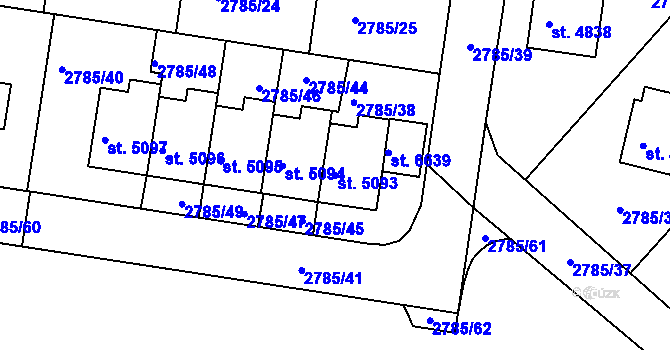 Parcela st. 5093 v KÚ Havlíčkův Brod, Katastrální mapa
