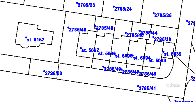 Parcela st. 5096 v KÚ Havlíčkův Brod, Katastrální mapa