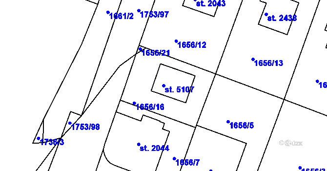 Parcela st. 5107 v KÚ Havlíčkův Brod, Katastrální mapa