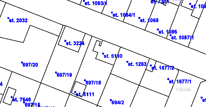 Parcela st. 5110 v KÚ Havlíčkův Brod, Katastrální mapa