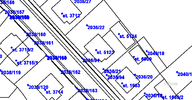 Parcela st. 5123 v KÚ Havlíčkův Brod, Katastrální mapa