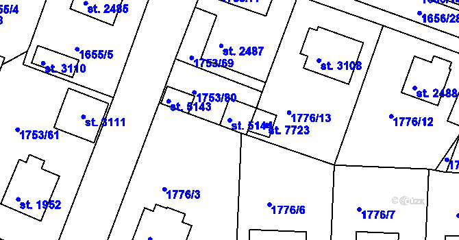 Parcela st. 5144 v KÚ Havlíčkův Brod, Katastrální mapa