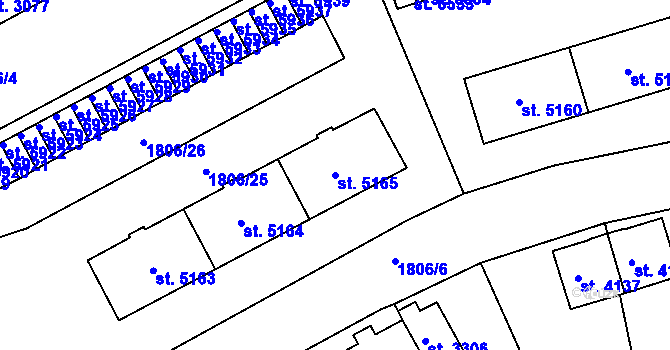 Parcela st. 5165 v KÚ Havlíčkův Brod, Katastrální mapa