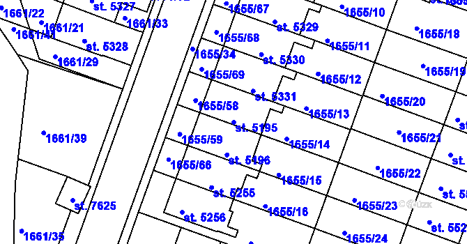Parcela st. 5195 v KÚ Havlíčkův Brod, Katastrální mapa