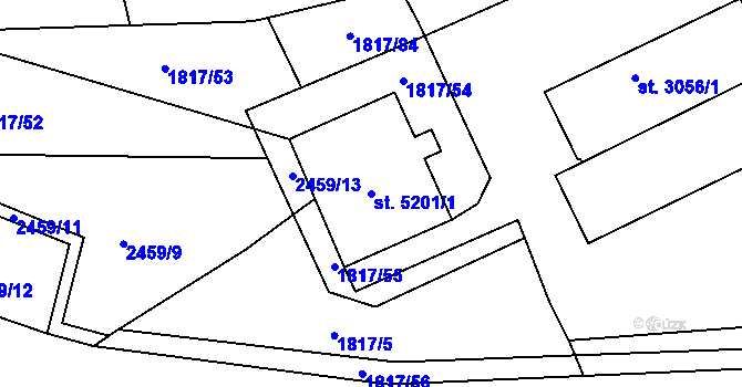 Parcela st. 5201/1 v KÚ Havlíčkův Brod, Katastrální mapa